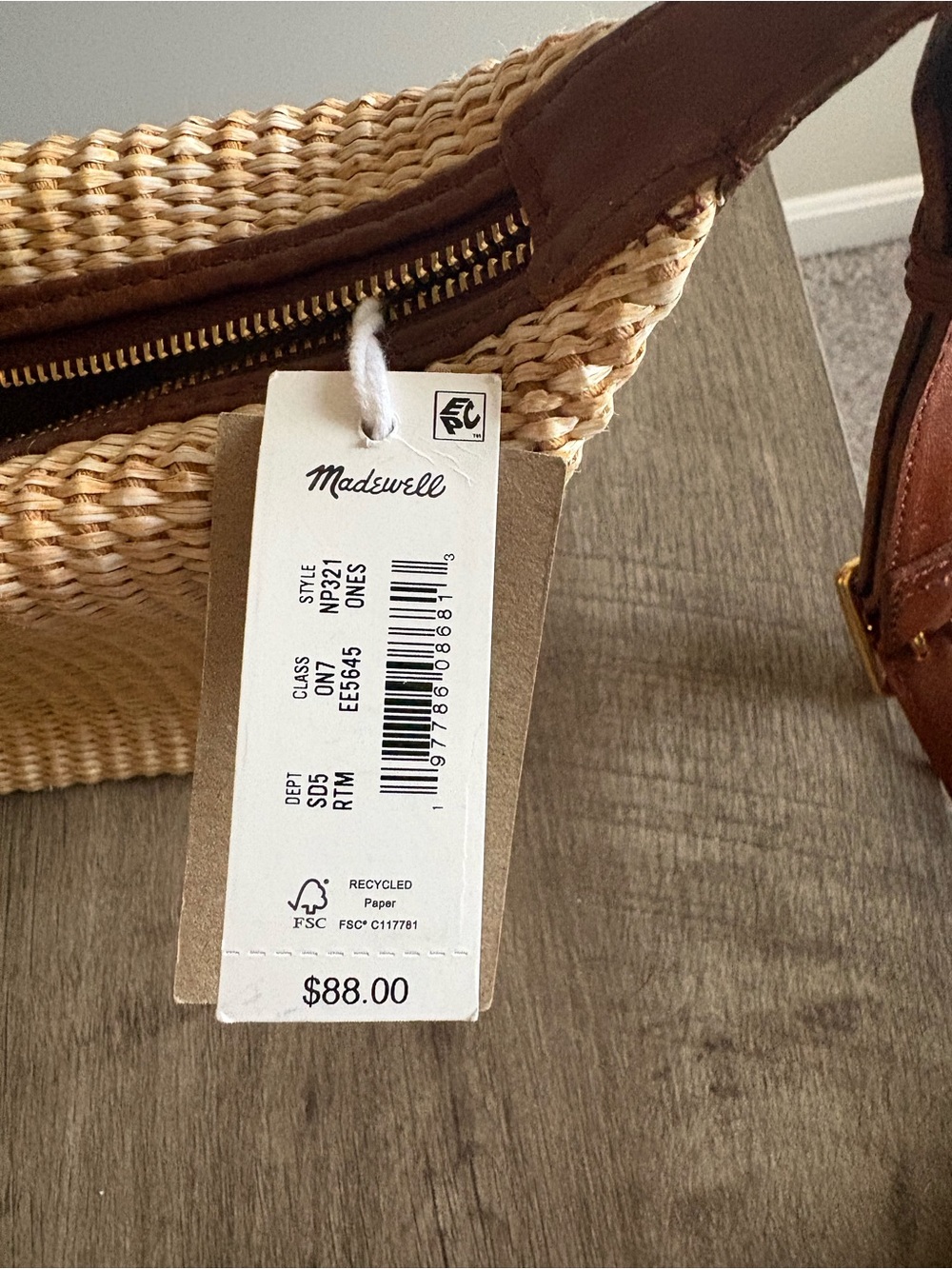 Madewell Natural Straw Crossbody with Brown Leather Strap - Picture 2 of 2